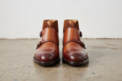 Handmade Men Two Tone Wing Tip Chukka Boots, Double Monk Leather Boots - front-view