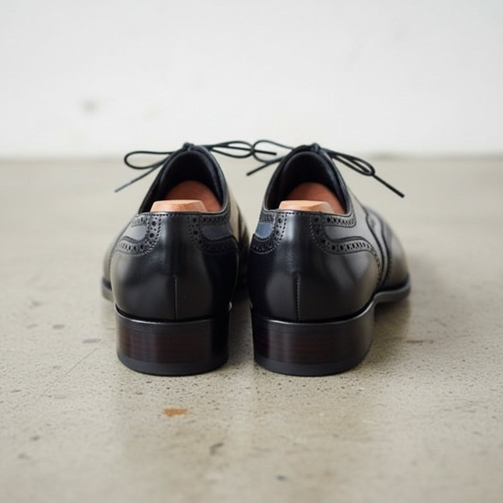 Handmade Men Two Tone Wing Tip Formal Shoes, Leather Dress Shoes - back-view