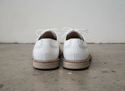Handmade Men White brogue Dress shoes, Men white crepe sole formal shoes - back-view