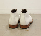 Handmade Men White leather Chukka Boots, Men Square Toe lace up dress boots - back-view