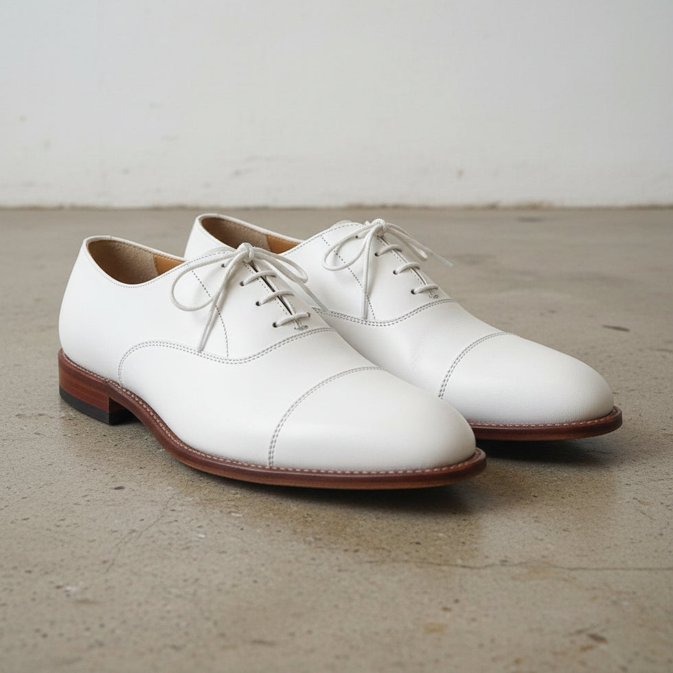 Men's Handmade White Leather Oxford Dress Shoes – Rebels Market