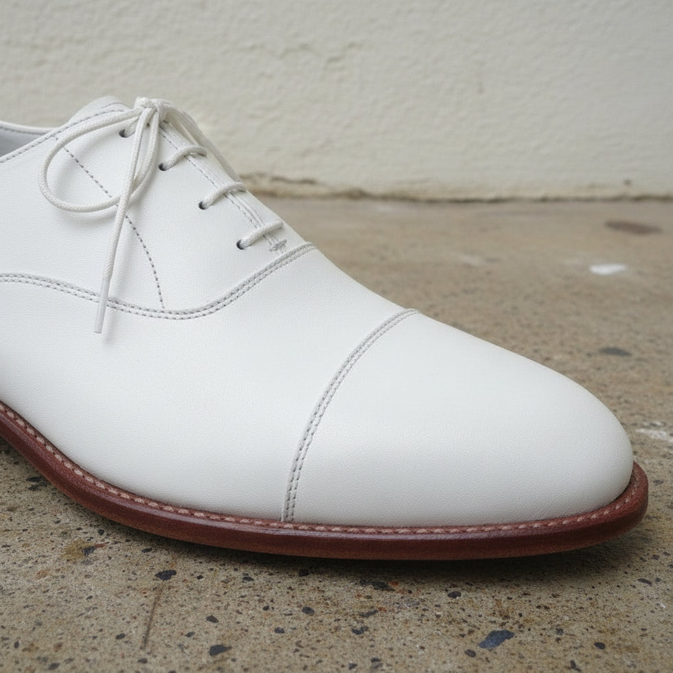 Men's Handmade White Leather Oxford Dress Shoes – Rebels Market