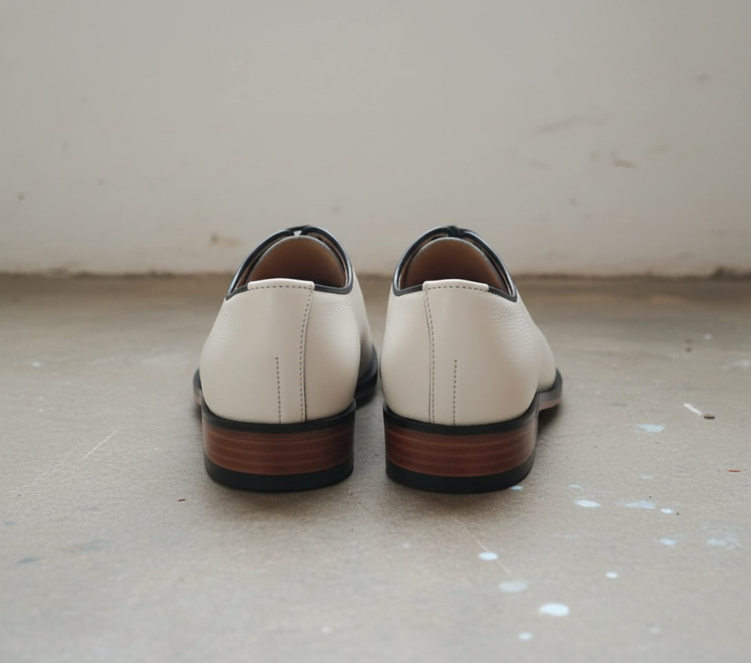 Handmade Men White Party Shoes, White Leather Formal Shoes, Shoes - back-view