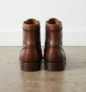 Handmade Men Wing Tip Brogue Lace Up Boot, Brown Ankle Leather Boot - back-view