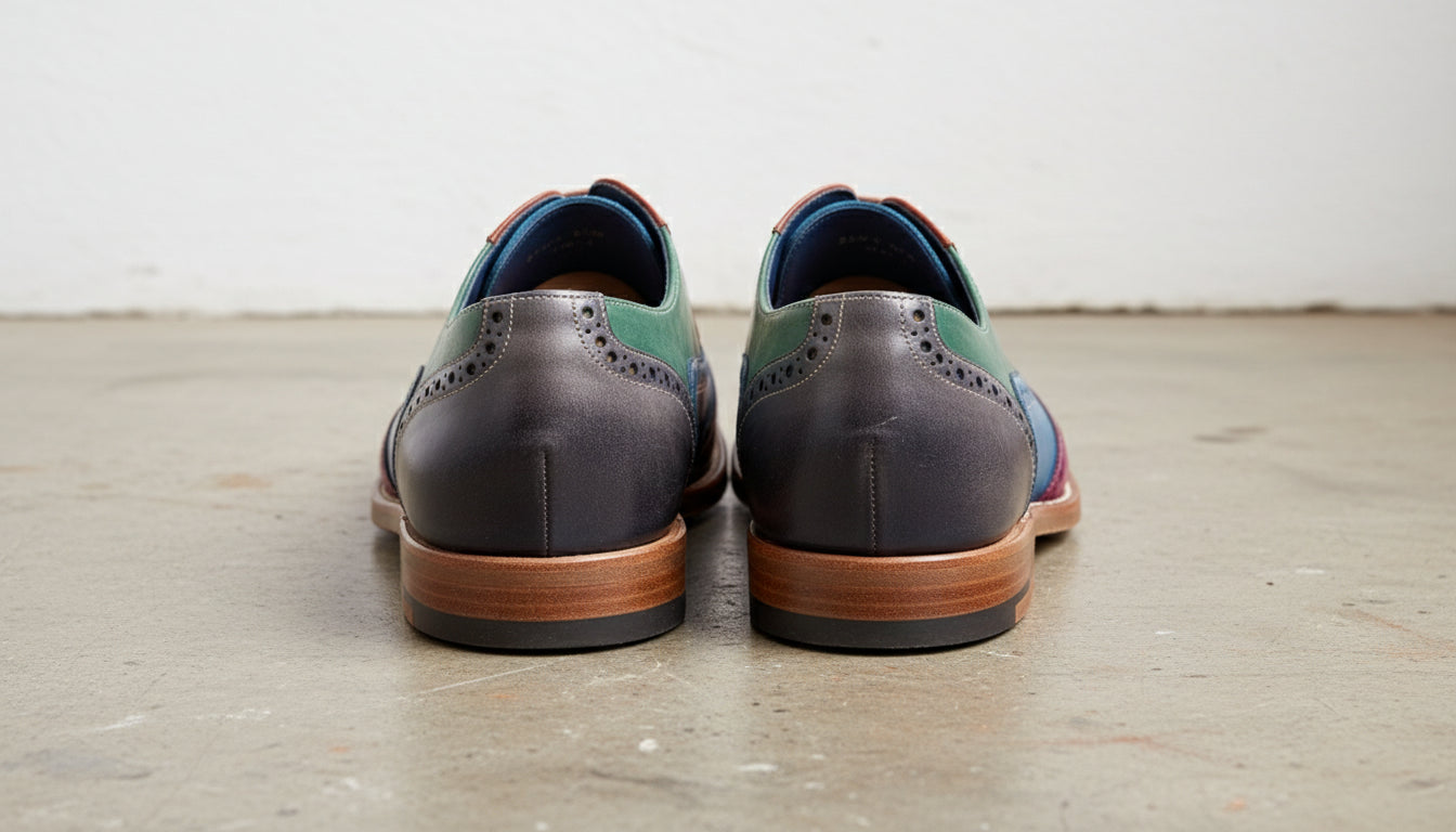 Handmade Men Wing tip brogue multi colors party Shoes, Men dress shoes - back-view