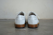 Handmade men wing tip brogue white shoes, Men white dress shoes - back-view