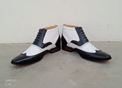 Handmade Men wingtip brogue ankle dress Boot, Two tone Chukka boot - angle-view-showing-depth