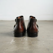 Handmade Men Wingtip Brogue Double Monk Chukka Boots, New Leather Boots - back-view