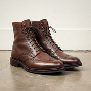 Handmade Men Wingtip Brogue Lace up Boot, Boot Combat Boot - angle-view-showing-depth