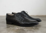 Handmade Mens Alligator Leather Dress shoes, black Crocodile shoes For mens - angle-view-showing-depth