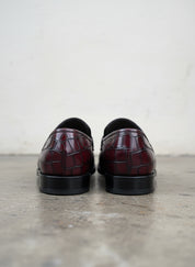 Handmade Mens Alligators shoes, crocodile embossed Leather moccasins - back-view