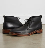 Handmade Mens Ankle Leather Boot, Men Black Leather Boots, Lace Up Boot - angle-view-showing-depth