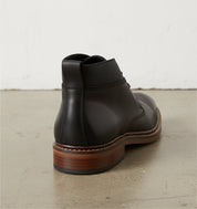 Handmade Mens Ankle Leather Boot, Men Black Leather Boots, Lace Up Boot - detail-view-showing-texture