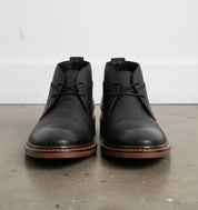 Handmade Mens Ankle Leather Boot, Men Black Leather Boots, Lace Up Boot - front-view