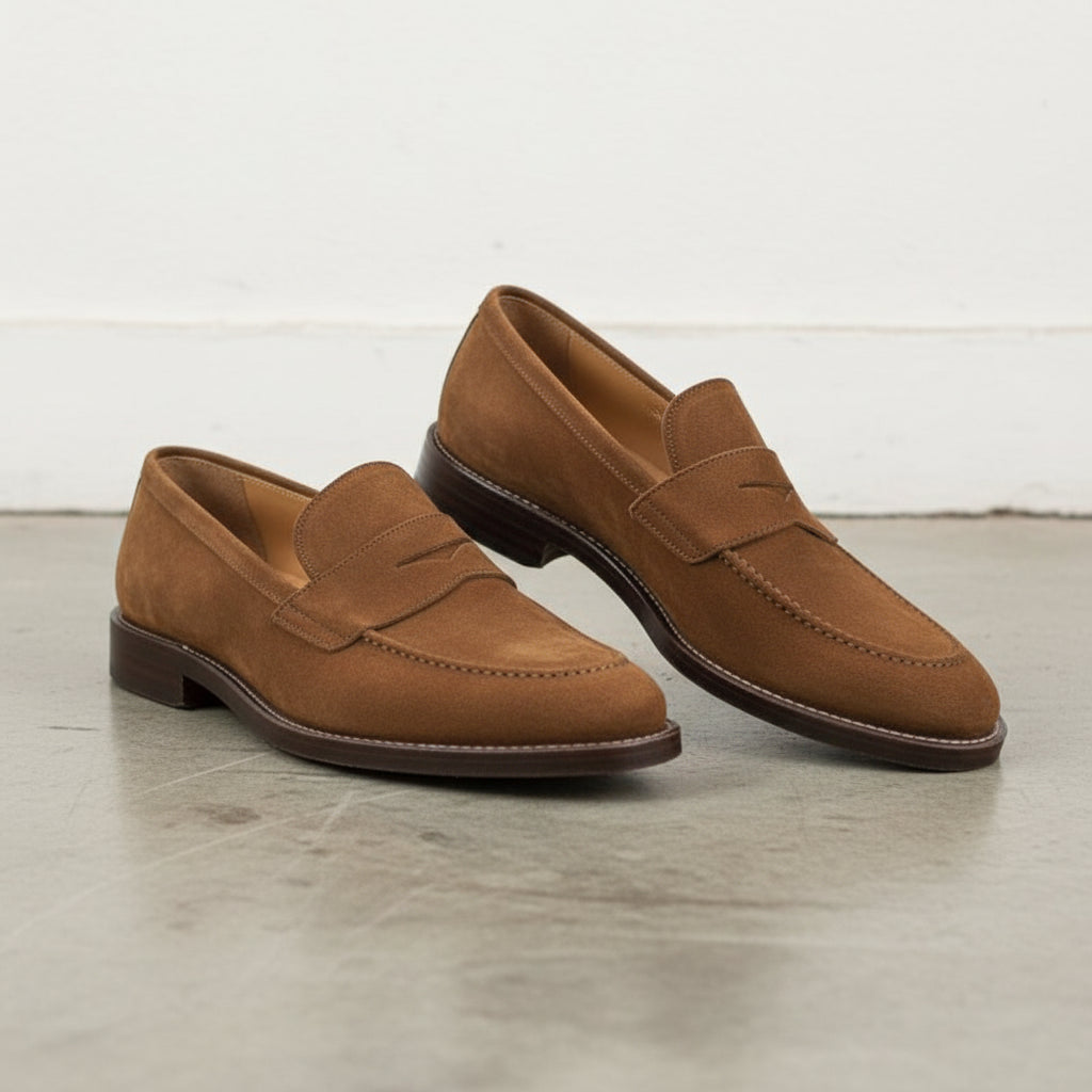 Handmade Mens beige moccasins, Men dress shoes, mens penny loafer, Men shoe - 3-4-right-view