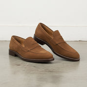 Handmade Mens beige moccasins, Men dress shoes, mens penny loafer, Men shoe - 3-4-right-view