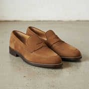 Handmade Mens beige moccasins, Men dress shoes, mens penny loafer, Men shoe - angle-view-showing-depth