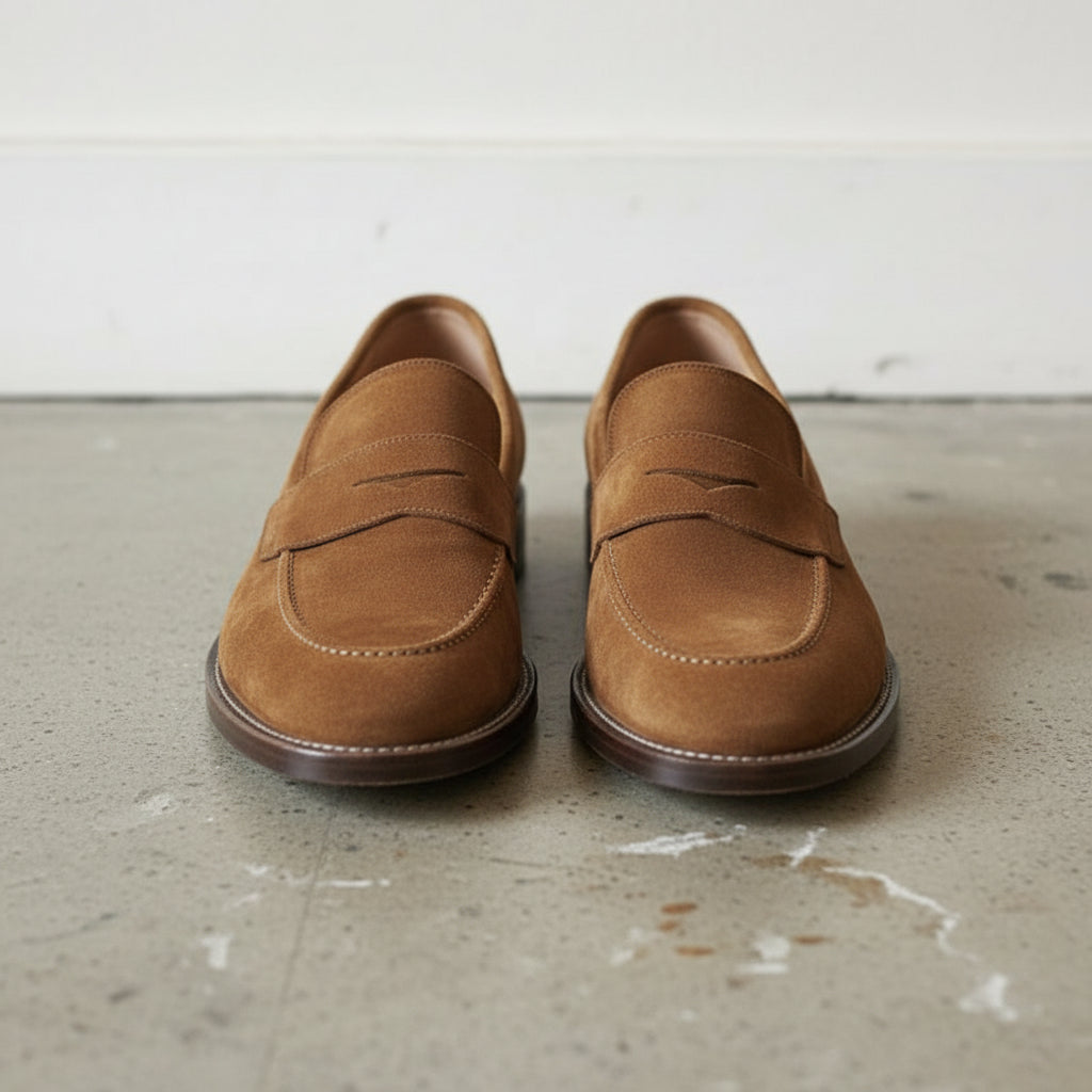 Handmade Mens beige moccasins, Men dress shoes, mens penny loafer, Men shoe - front-view