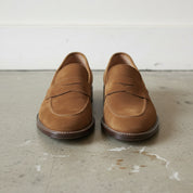 Handmade Mens beige moccasins, Men dress shoes, mens penny loafer, Men shoe - front-view