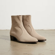 Handmade Mens Beige suede ankle boots, Men dress boot, New zipper boot - angle-view-showing-depth