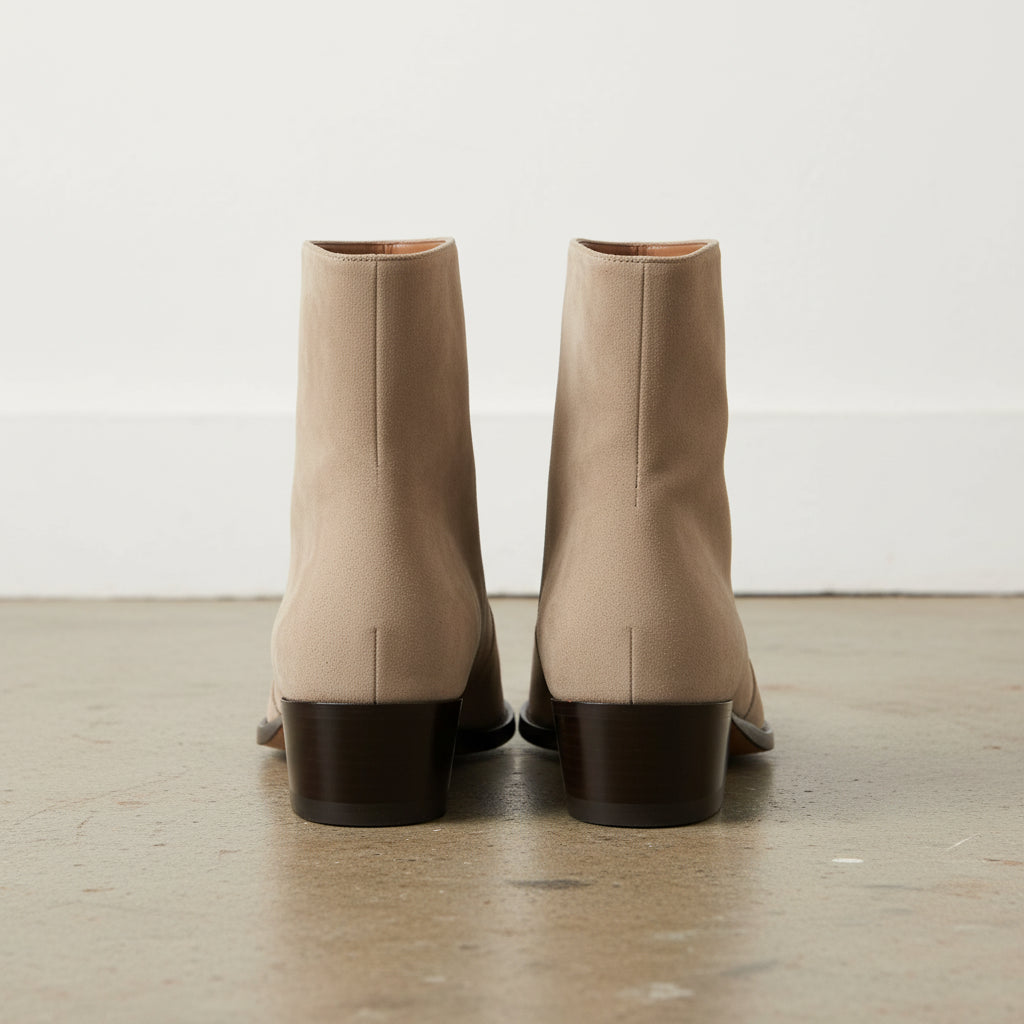 Handmade Mens Beige suede ankle boots, Men dress boot, New zipper boot - back-view