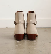 Handmade Mens Beige suede Jodhpurs boot, Men beige suede ankle strap boots - back-view