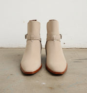 Handmade Mens Beige suede Jodhpurs boot, Men beige suede ankle strap boots - front-view