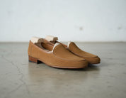 Handmade Mens Beige suede moccasins, Men suede penny loafer, Shoes for men - angle-view-showing-depth