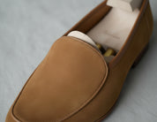 Handmade Mens Beige suede moccasins, Men suede penny loafer, Shoes for men - detail-view-showing-texture