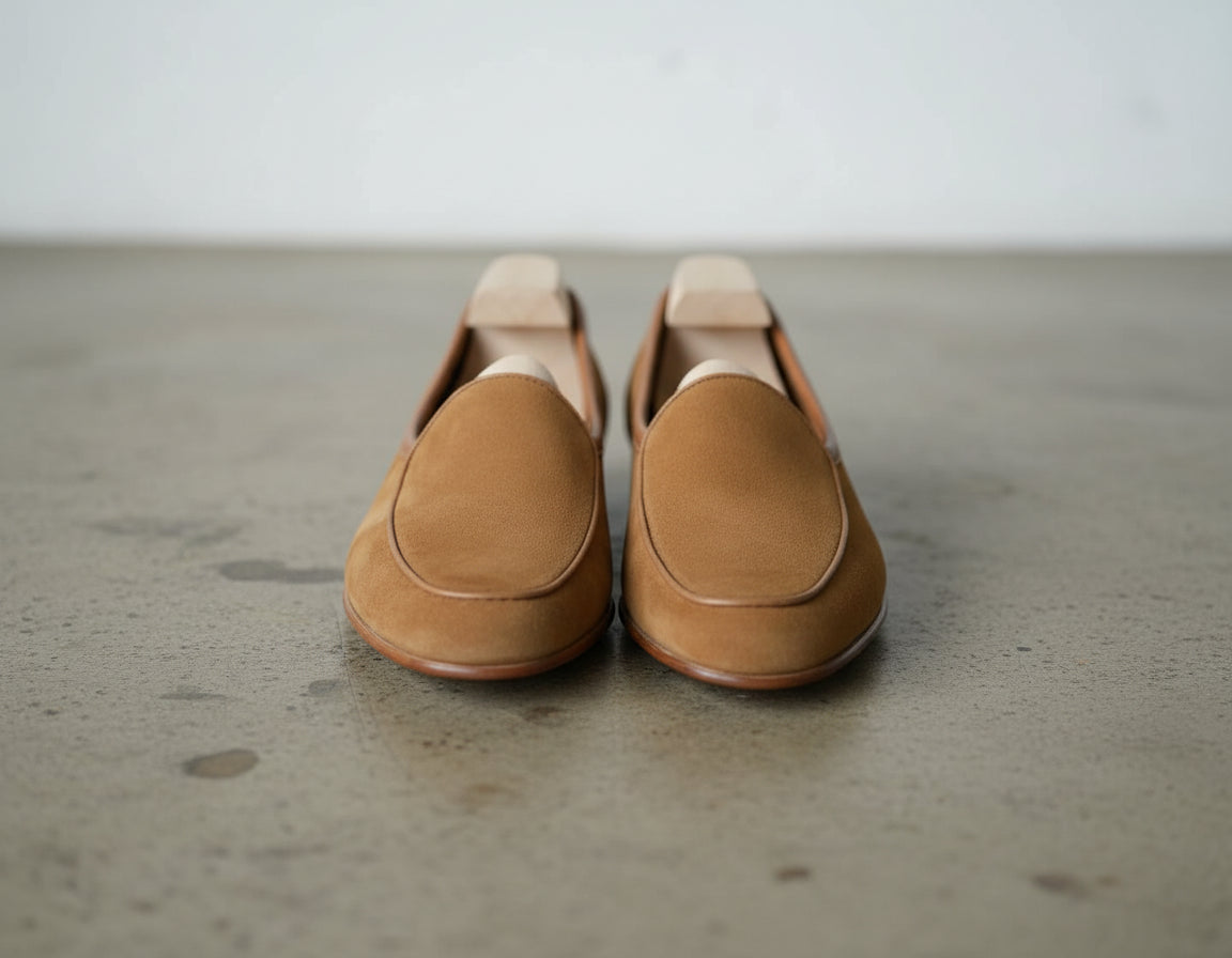Handmade Mens Beige suede moccasins, Men suede penny loafer, Shoes for men - front-view