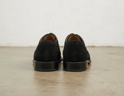 Handmade Mens black brogue Oxford dress shoes, Men black suede formal shoes - back-view