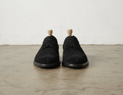 Handmade Mens black brogue Oxford dress shoes, Men black suede formal shoes - front-view