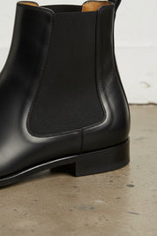 Handmade Men's Black Chelsea Boot, Black Leather Boots, Mens Ankle Boot - detail-view-showing-texture