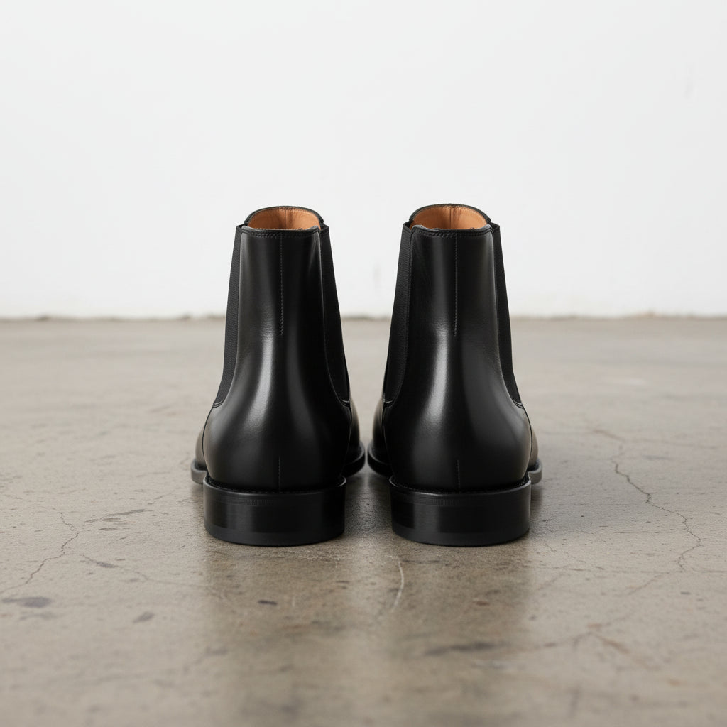 Handmade mens black chelsea boots, Men black leather ankle boots, Men boot - back-view