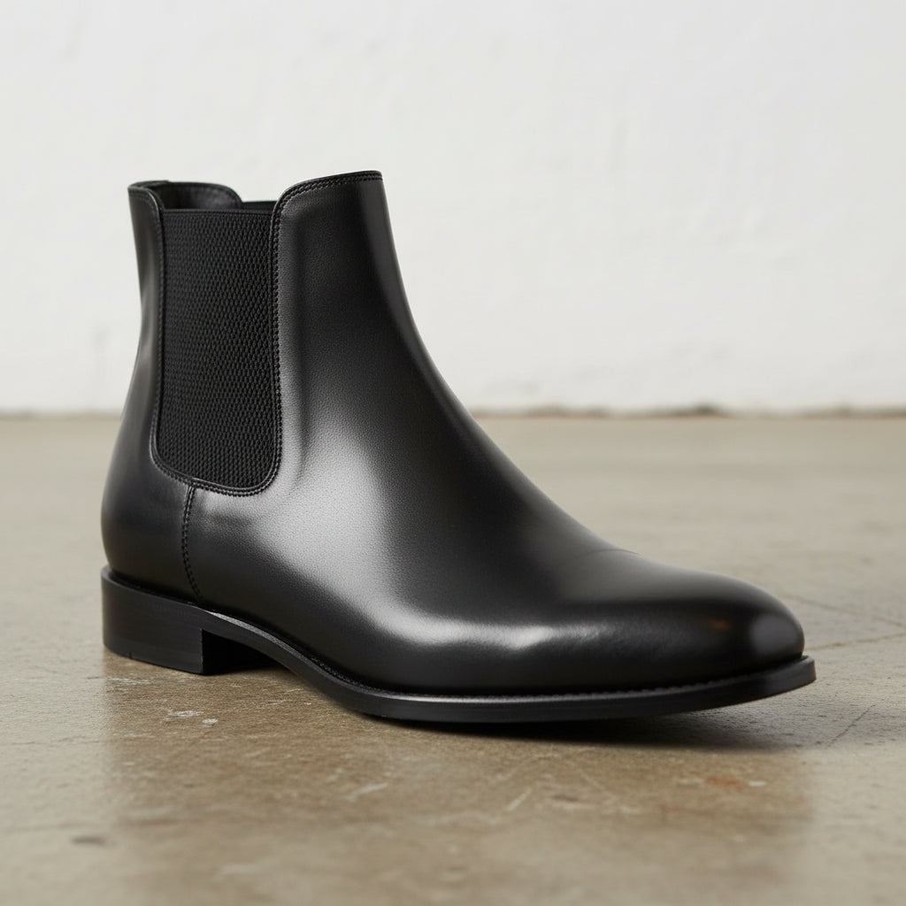 Handmade mens black chelsea boots, Men black leather ankle boots, Men boot - detail-view-showing-texture