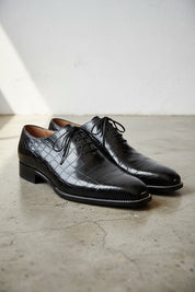Handmade Mens Black Crocodile Dress shoes, Black Alligators formal shoes