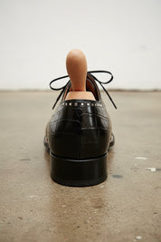 Handmade Mens Black Crocodile Dress shoes, Black Alligators formal shoes