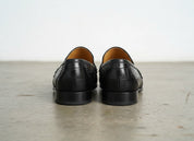 Handmade Mens black crocodile moccasins loafer, Men alligators texture shoe - back-view