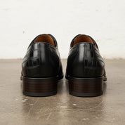 Handmade Mens Black Crocodile Patterned Dress shoes Men oxford formal shoes - back-view