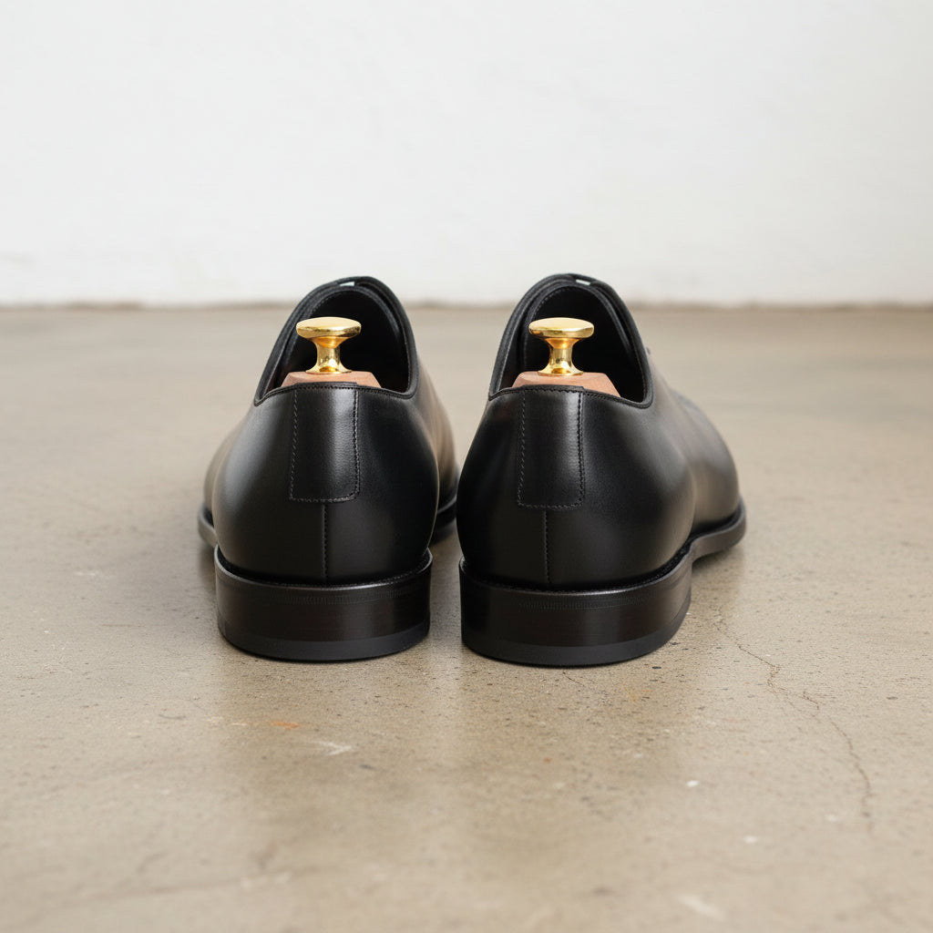 Handmade Mens Black dress shoes, Men leather Oxford shoes, Men brogue shoe - back-view