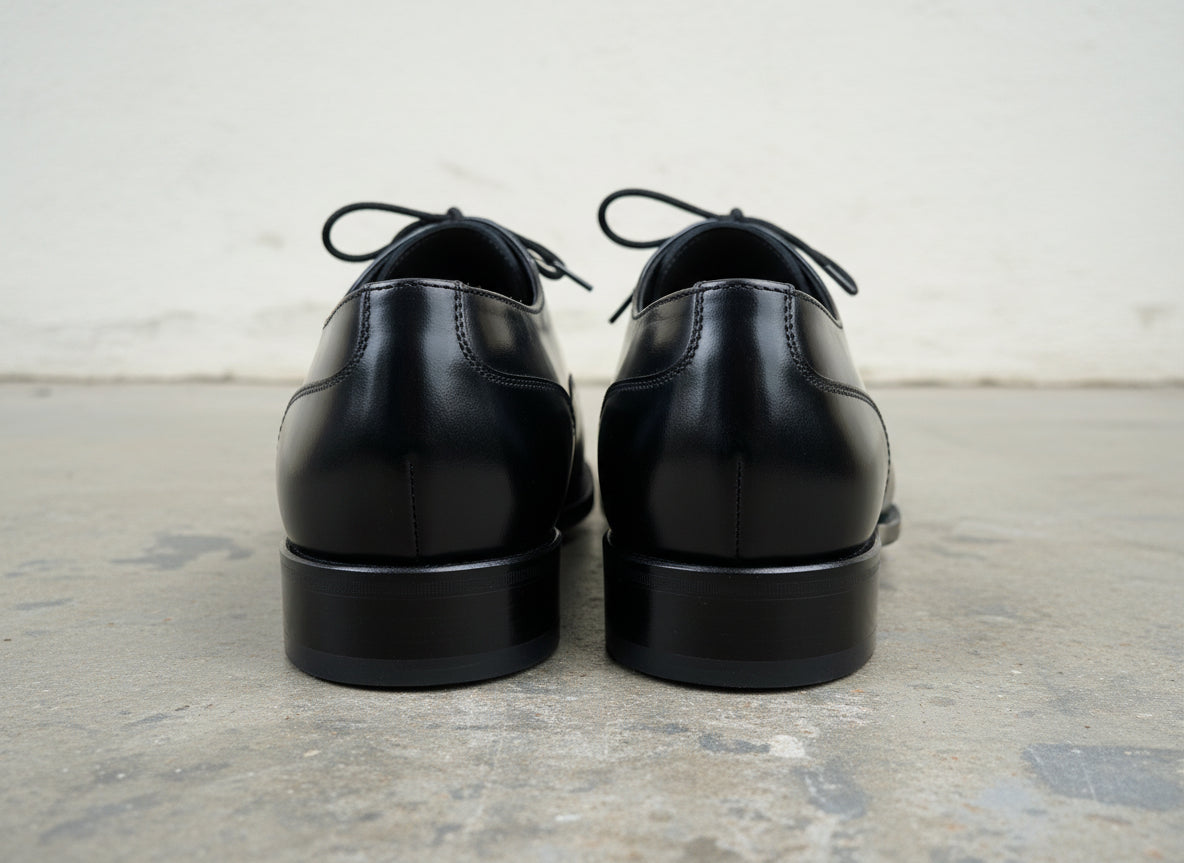 Handmade Mens Black Formal Shoes, Men Black Tuxedo Leather Shoes, Shoes - back-view