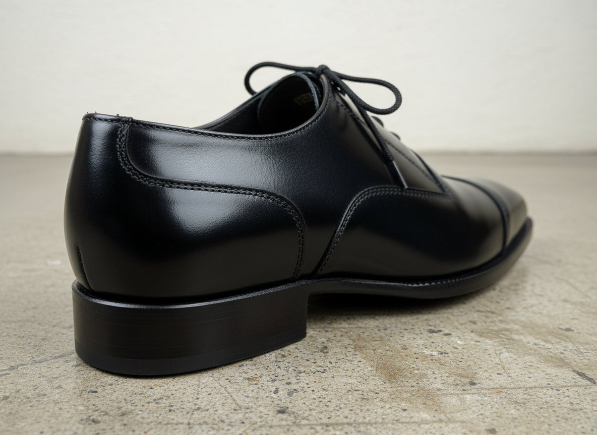 Handmade Mens Black Formal Shoes, Men Black Tuxedo Leather Shoes, Shoes - detail-view-showing-texture