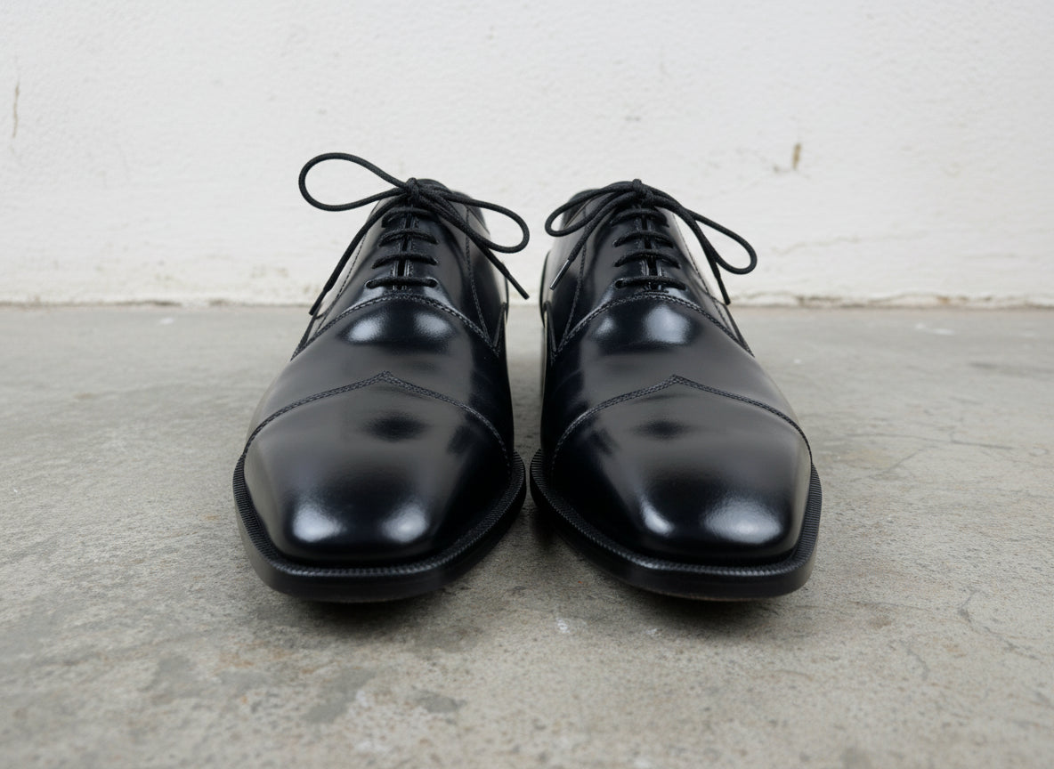 Handmade Mens Black Formal Shoes, Men Black Tuxedo Leather Shoes, Shoes - front-view