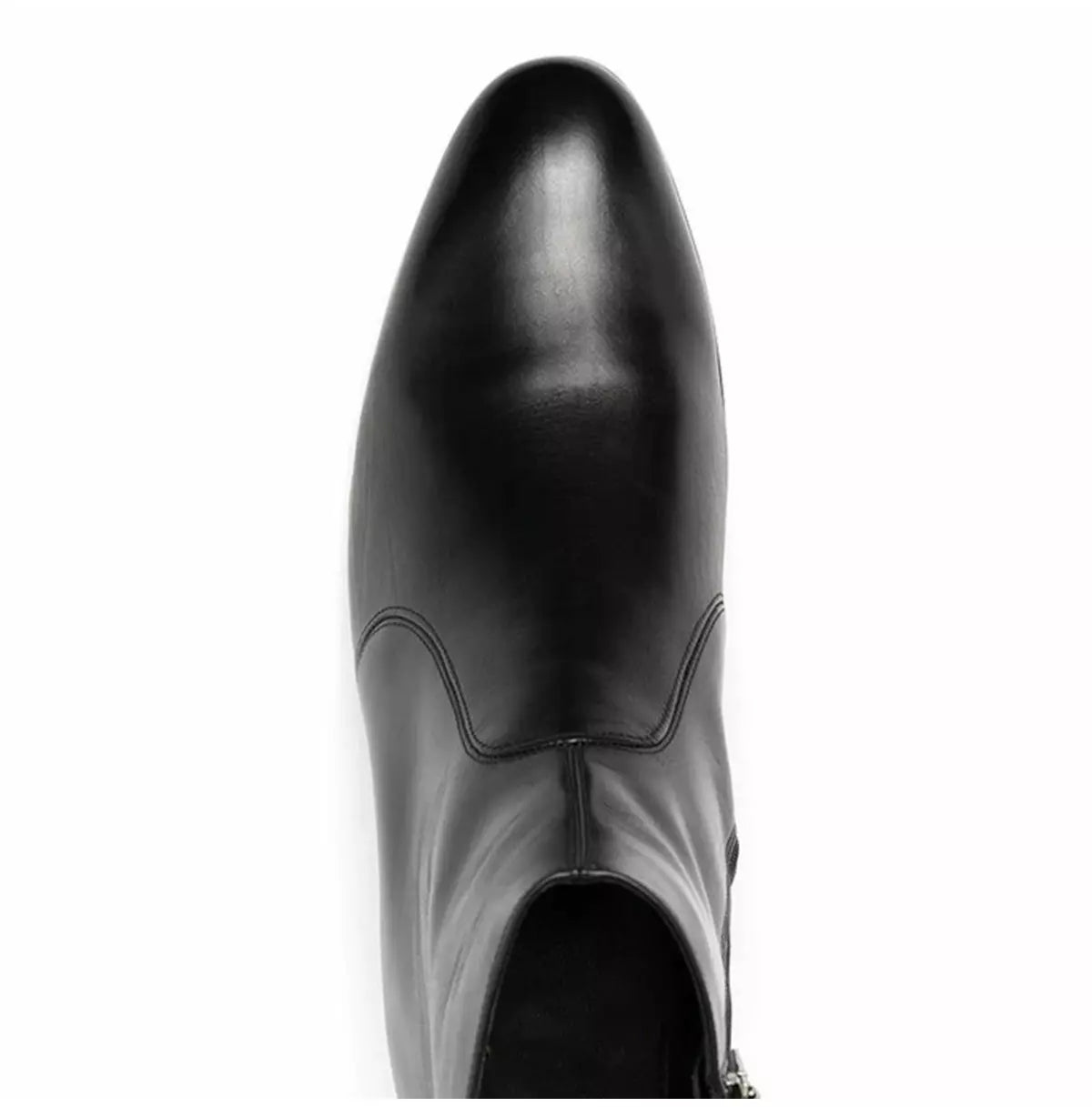 Handmade Mens Black High Heel Zipper Boot, Mens Black Leather Dress Boots