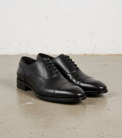 Handmade Mens Black lace up dress shoes, Men elegant leather oxfords shoes - angle-view-showing-depth