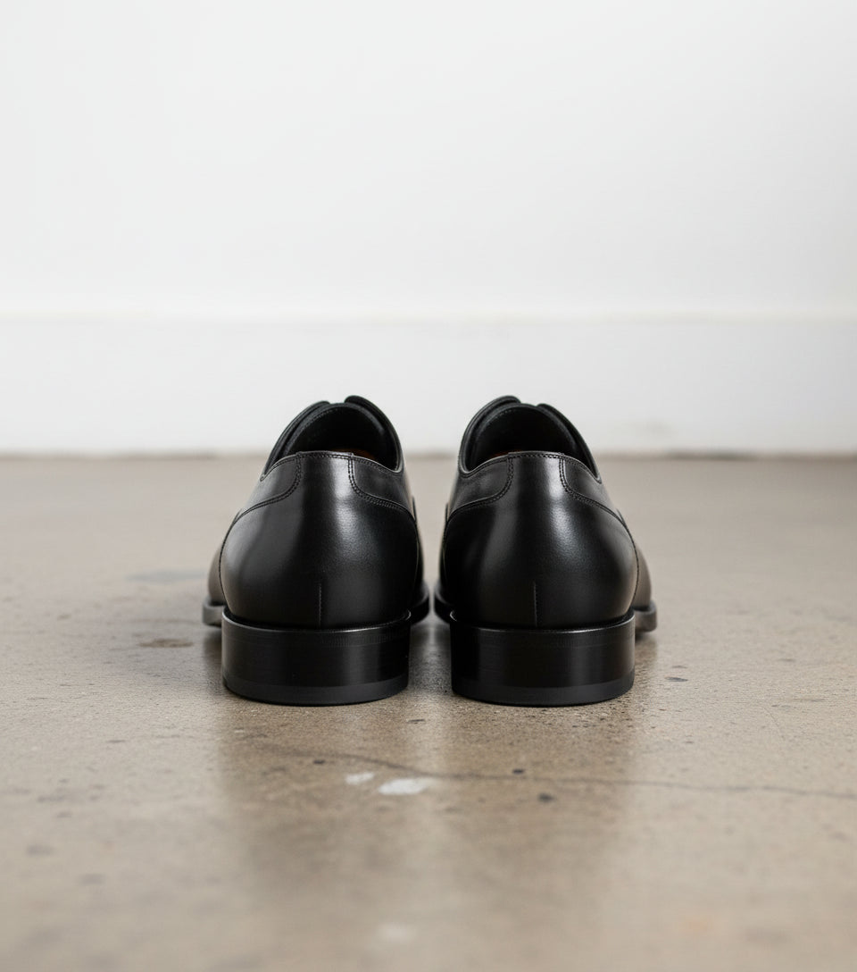 Handmade Mens Black lace up dress shoes, Men elegant leather oxfords shoes - back-view