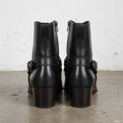 Handmade Mens Black Leather Ankle Boots, Men Ankle Designer Fashion Boots - back-view