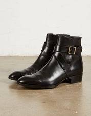 Handmade Mens Black Leather Boots, Men Black Jodhpurs Leather Boot - 3-4-right-view