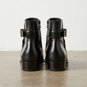 Handmade Mens Black Leather Boots, Men Black Jodhpurs Leather Boot - back-view