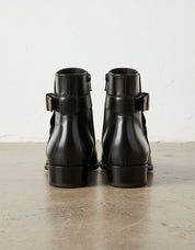 Handmade Mens Black Leather Boots, Men Black Jodhpurs Leather Boot - back-view